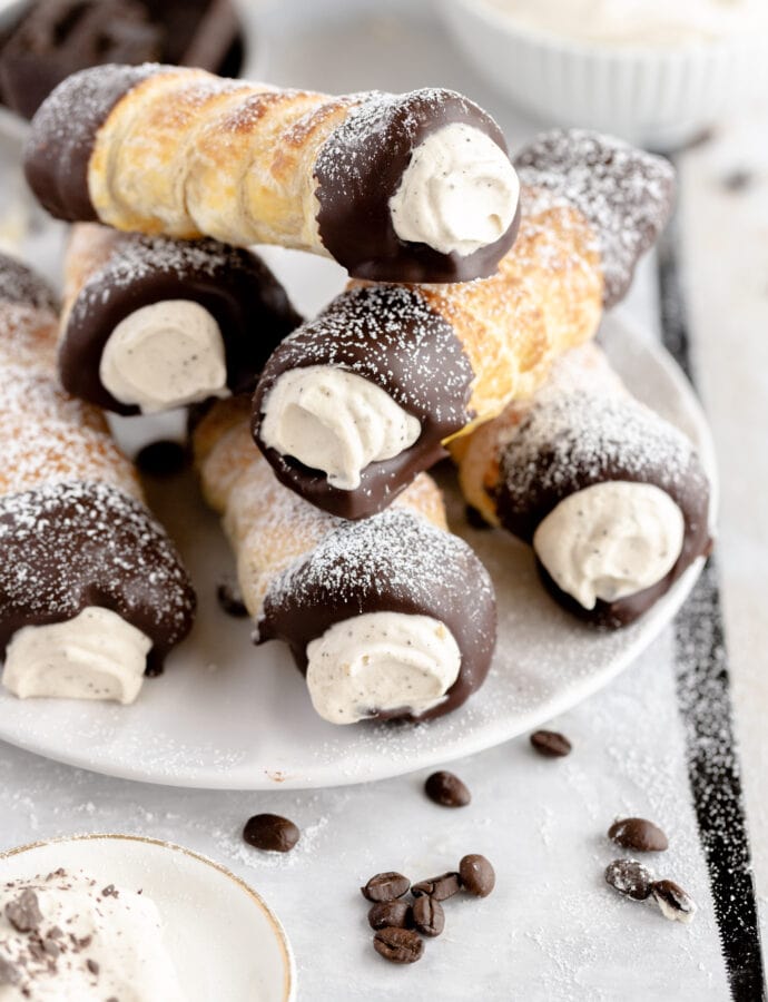 Puff Pastry Rolls with Espresso Whipped Cream (Espresso Schaumrolle)