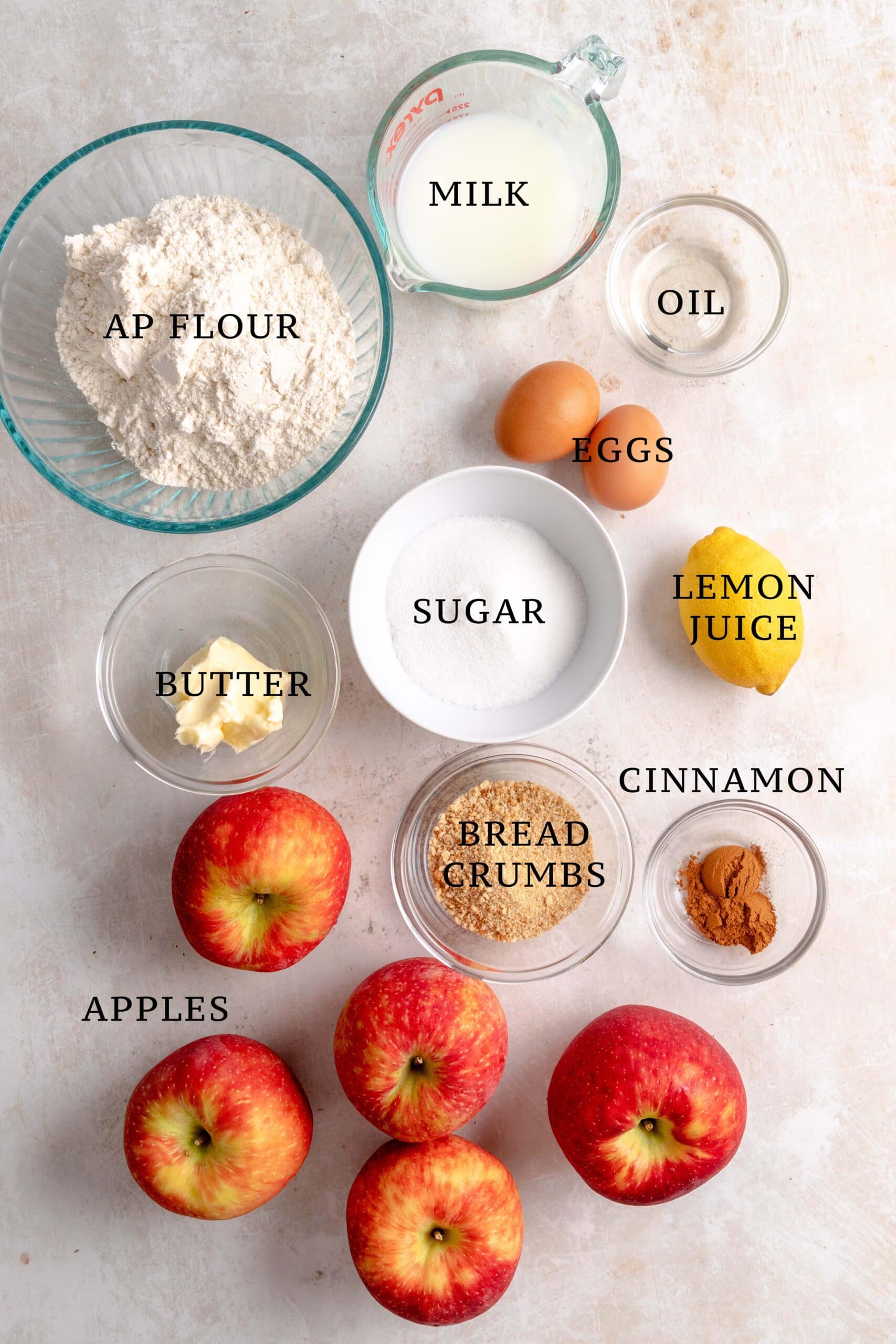 Ingredients needed for apple Strudel.