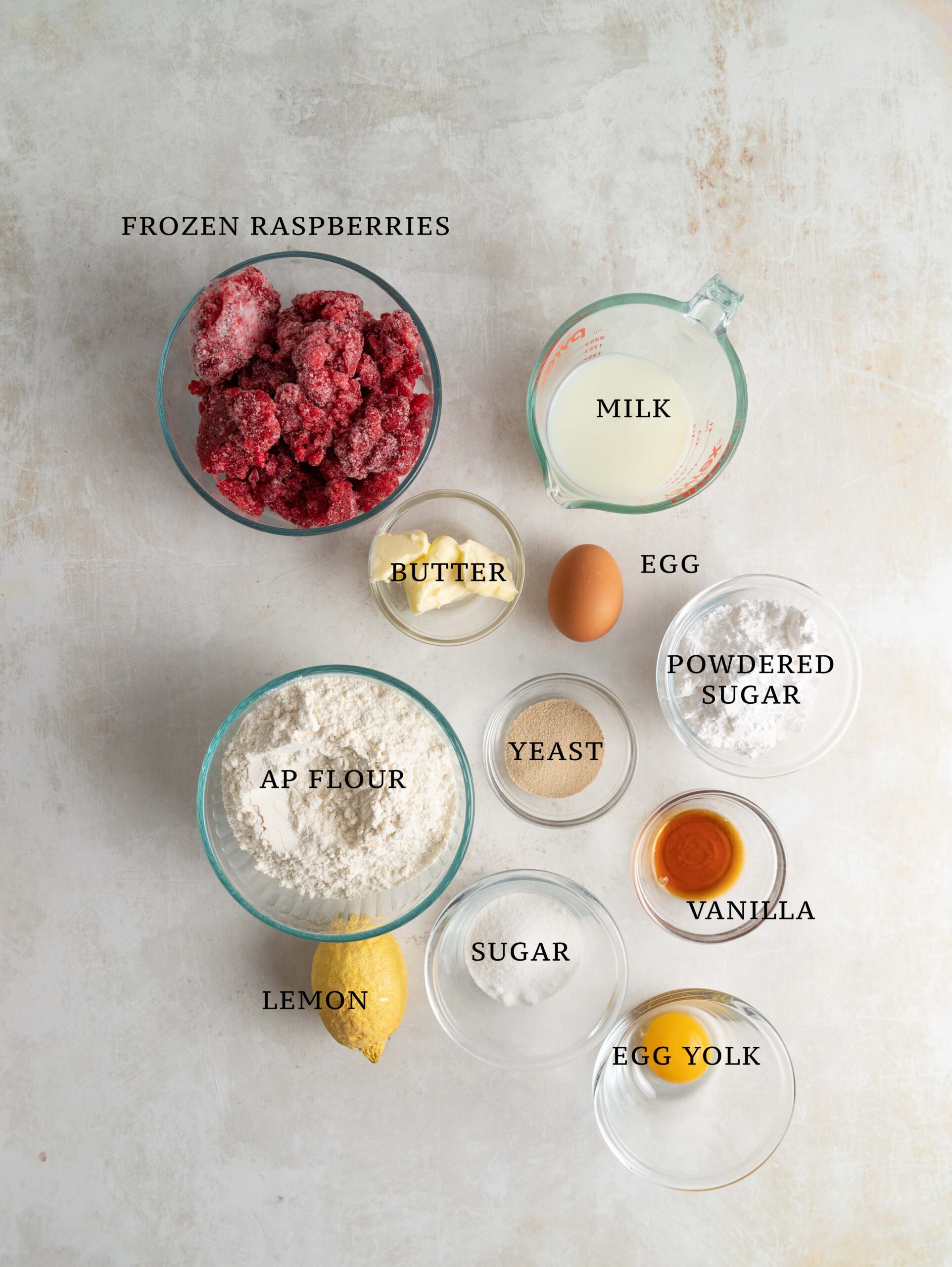 Ingredients needed for Raspberry Streuseltaler