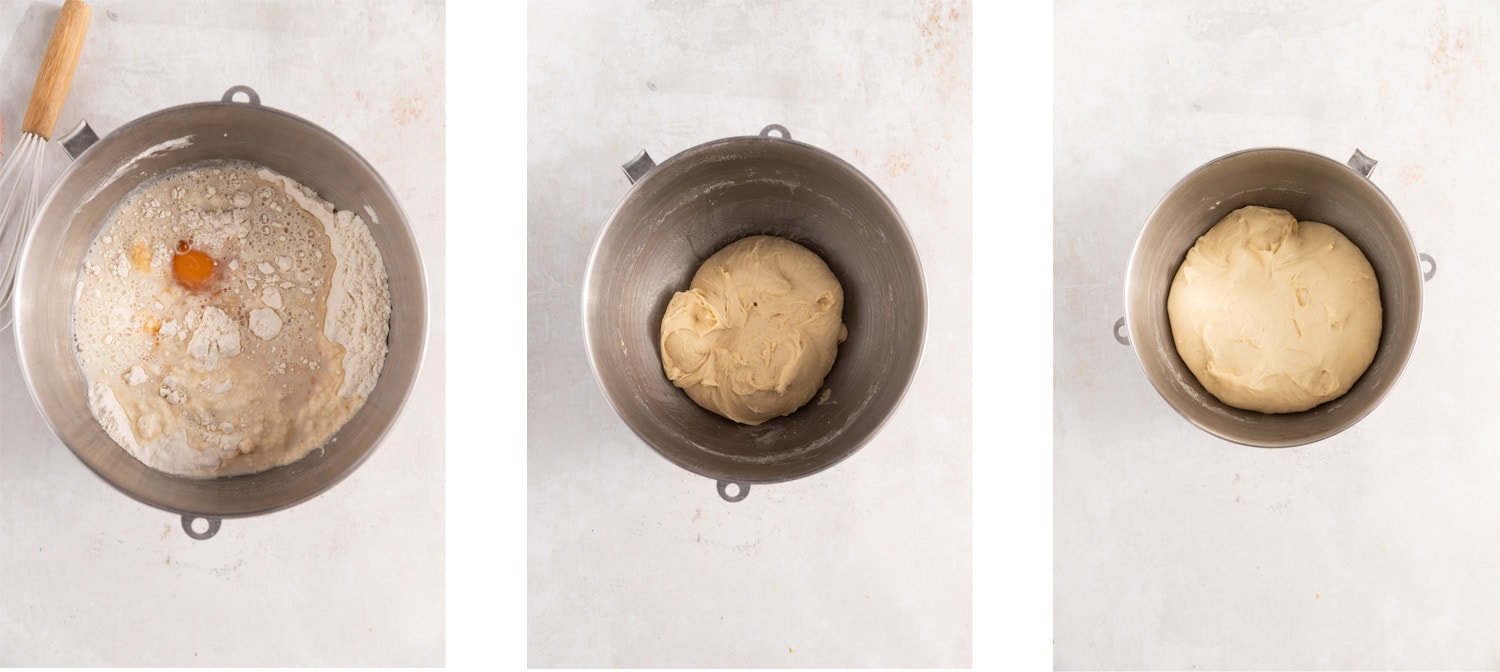 Process images for how to make butterkuchen dough.