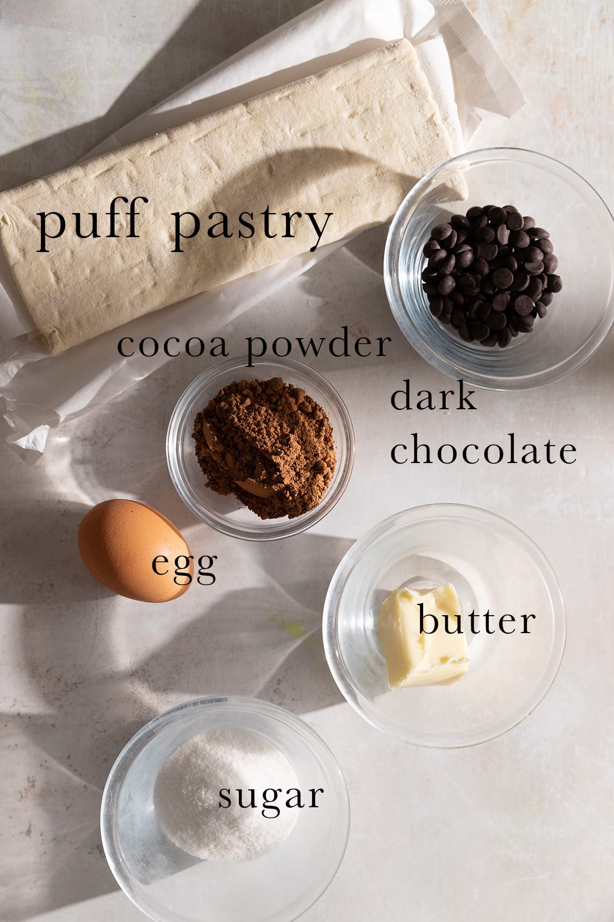 Ingredients needed for Puff Pastry twists.