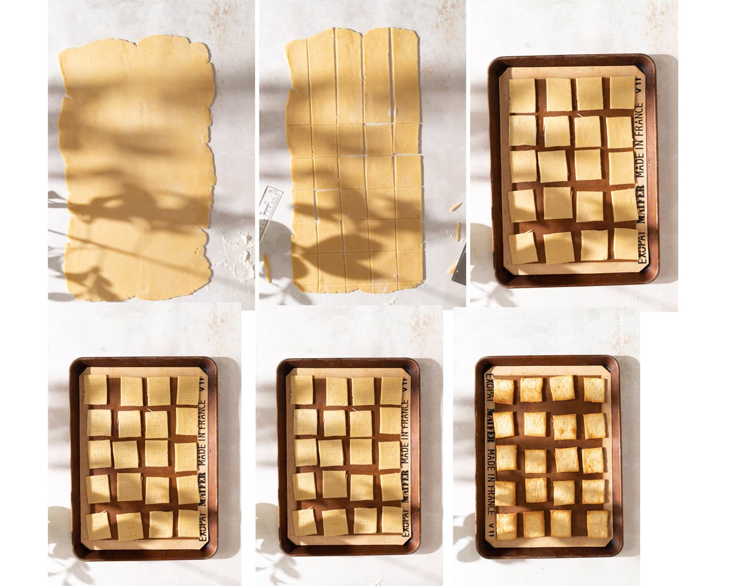 Process steps for baking the butter cookies.
