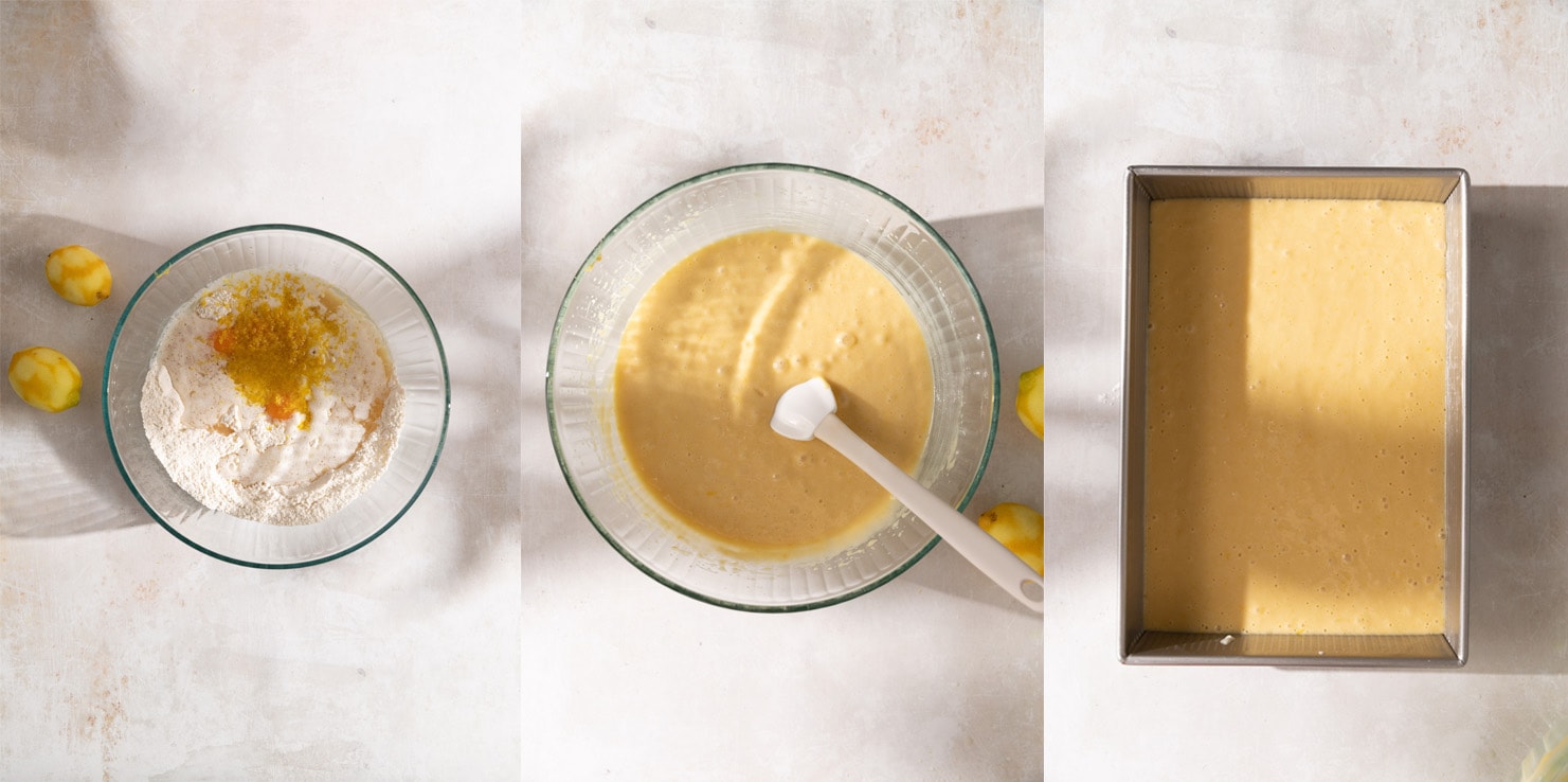 Zitronen kuchen cake batter process images. 