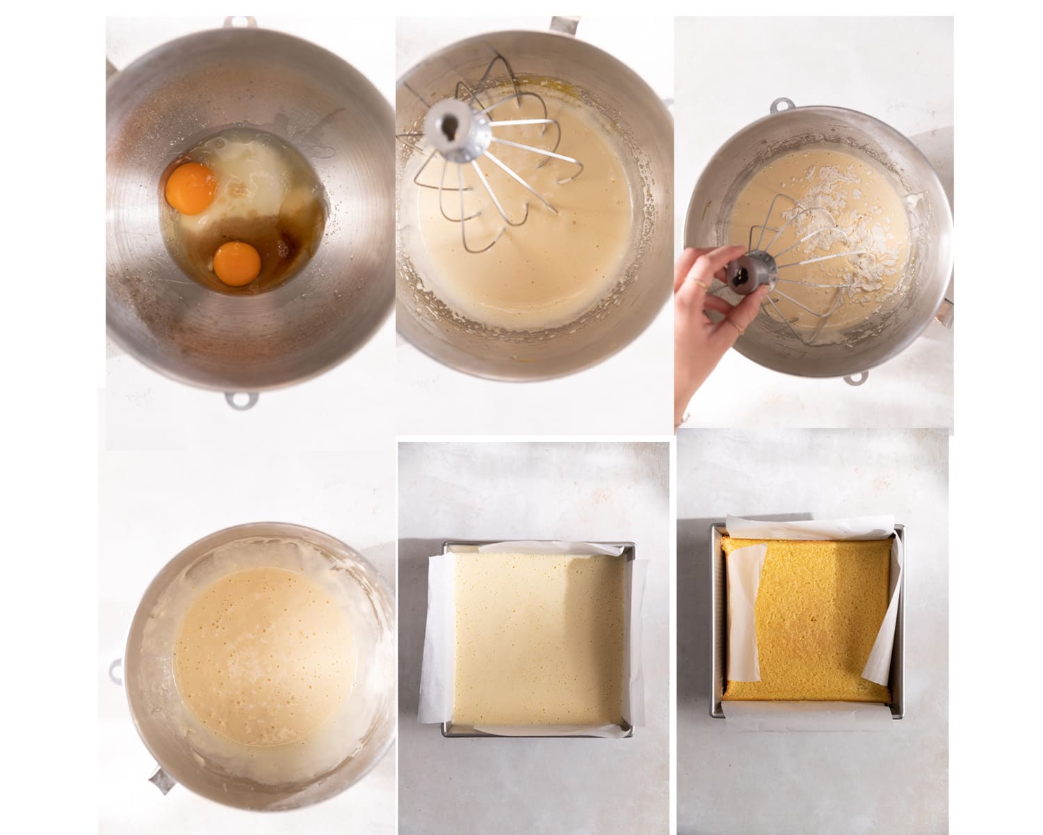 Vanilla cake process images.