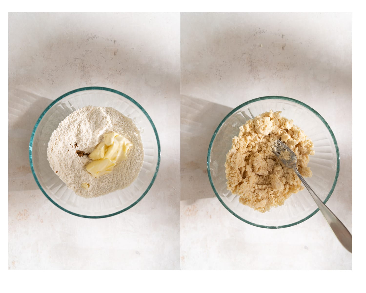 process of how to make buttery streusel. 