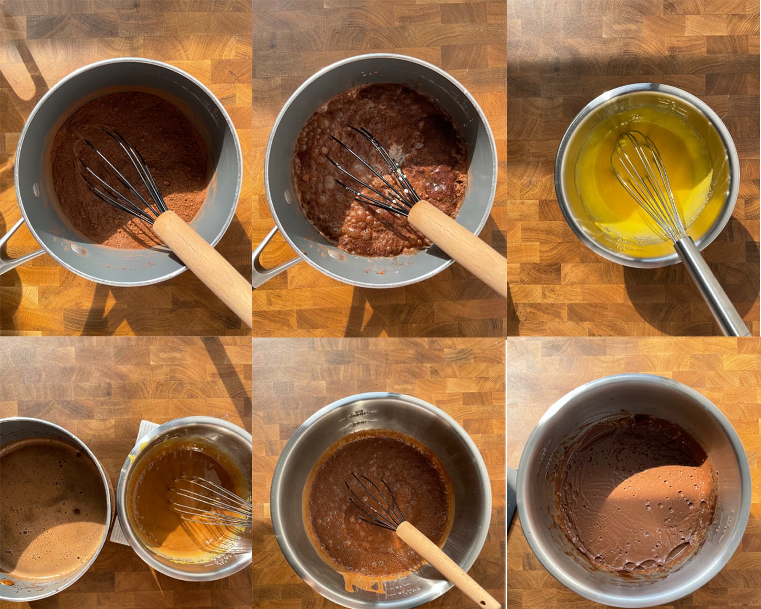 Process of making the mocha custard for mocha ice cream.