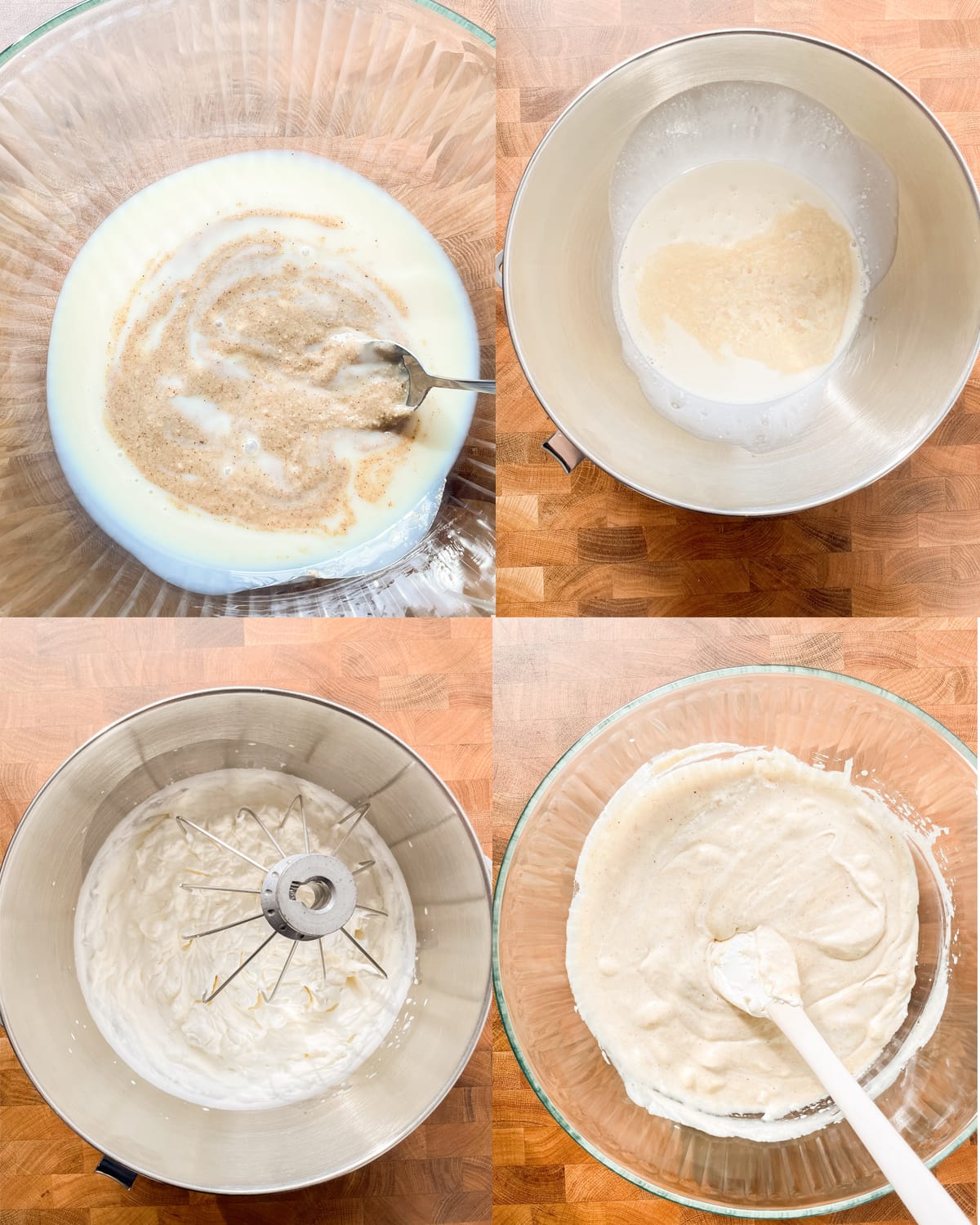 Process of mixing and making hazelnut no churn ice cream.