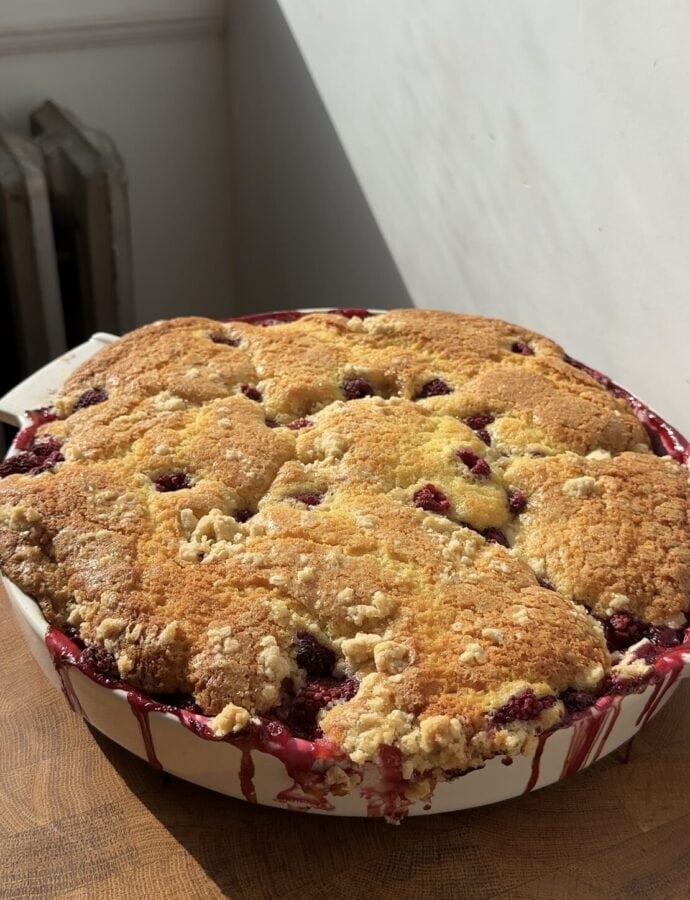 Raspberry Apricot Cobbler