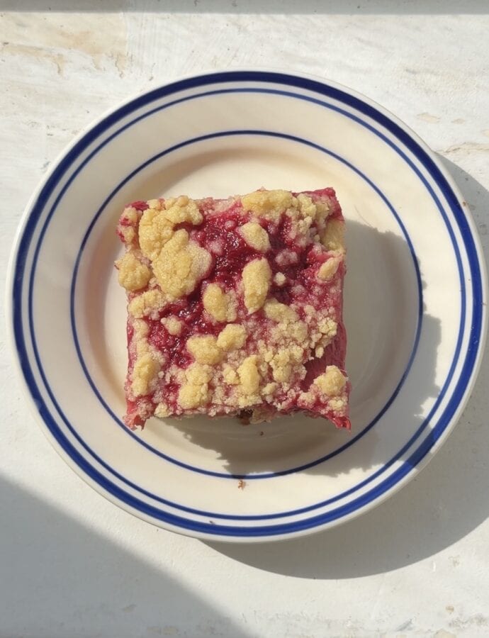 Rhubarb Raspberry Crumb Cake