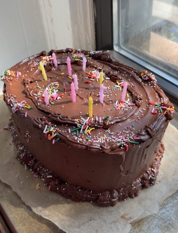 Brown Butter Cake with Chocolate Cream Cheese Frosting